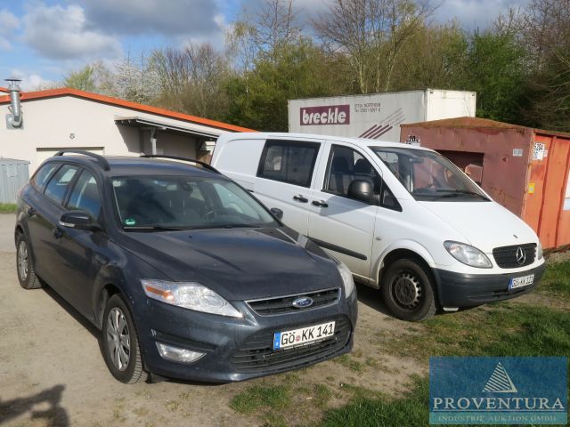 Insolvenz-Fahrzeug-Auktion: MB Vito 109 CDI, EZ 2006, 215.000 km, FORD Mondeo Turnier 2.0 TDCi, EZ 2010, 220.000 km, Lkw-Kofferanhänger Müller, zul. GG 9.900 kg, 37100 Raum Göttingen