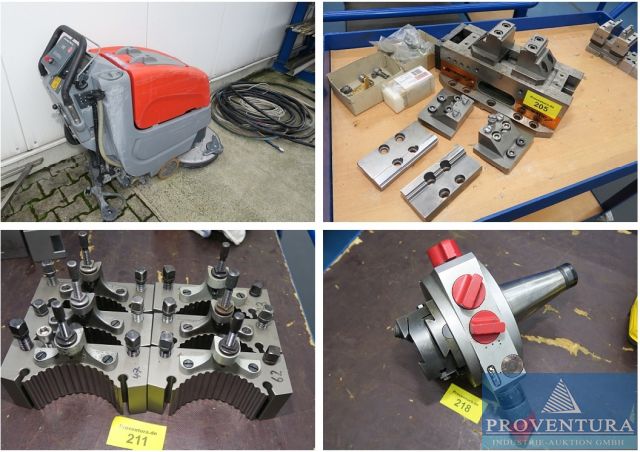 Liquidation: CNC-Maschinenzubehöre, Plan-Ausdrehkopf, Schnellwechsler, NC Hochdruckspanner, Fräszubehör, Scheuersaugmaschine Hako, etc., 37000 Göttingen