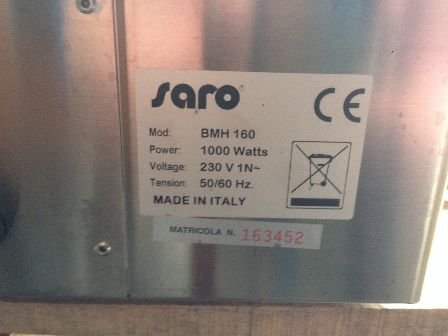 Bain-Marie SARO BMH 160