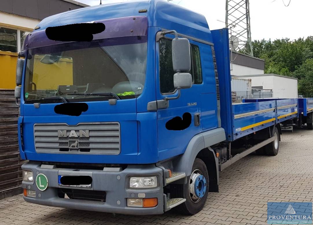 Hängerzug, LKW MAN TGL 8.240 + Anhänger SPIER ZPL 250 - auch einzeln, Stubbenfräse, Bandsäge