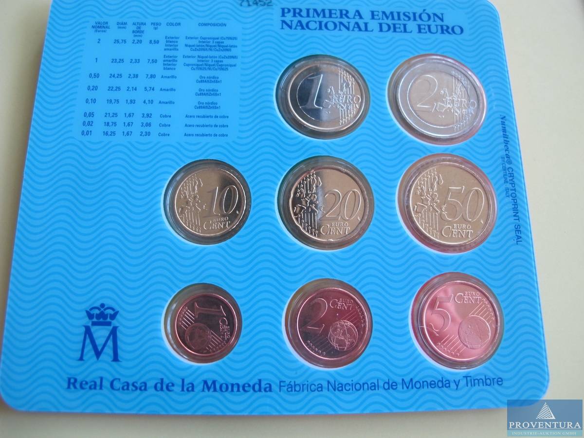 Euro Kursmünzensätze Spanien 1999 2005 Proventura Online Auktion