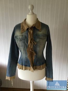 Damenjacke Jeansjacke mit Wildlederimitat Applikation Gr. 40