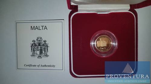 Goldmünze Malta 25 Liri 2004 Beitritt zur EU Gold 916.7 pp