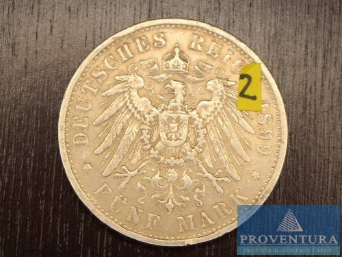 Silbermünze Preussen 5 Mark 1899A Kaiser Wilhelm II