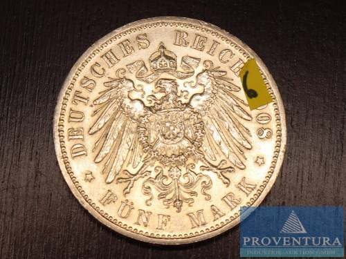 Silbermünze Preussen 5 Mark 1908A Kaiser Wilhelm II