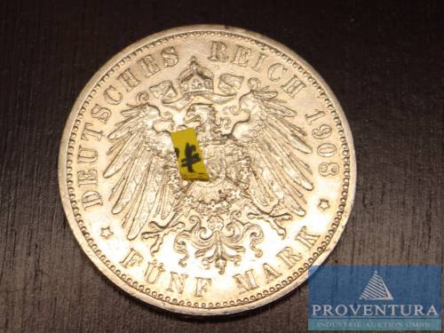 Silbermünze Preussen 5 Mark 1908A Kaiser Wilhelm II