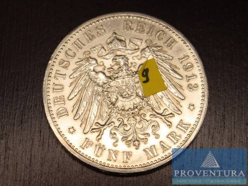 Silbermünze Preussen 5 Mark 1913A Kaiser Wilhelm II