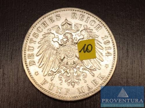 Silbermünze Preussen 5 Mark 1914A Kaiser Wilhelm II