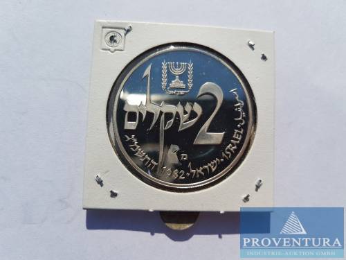 Silbermünze 2 Shekel 1982 Hannuka pp