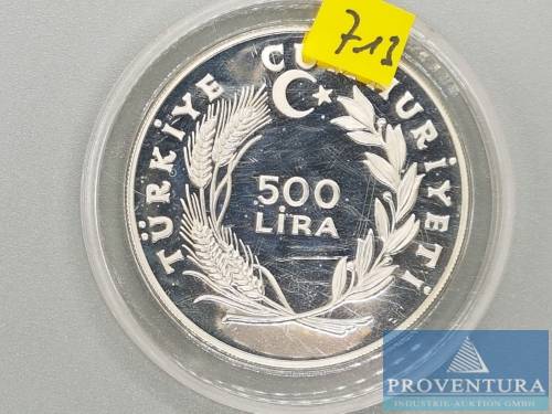 Silbermünze Türkei 500 Lira Jahr des Kindes 1979 pp