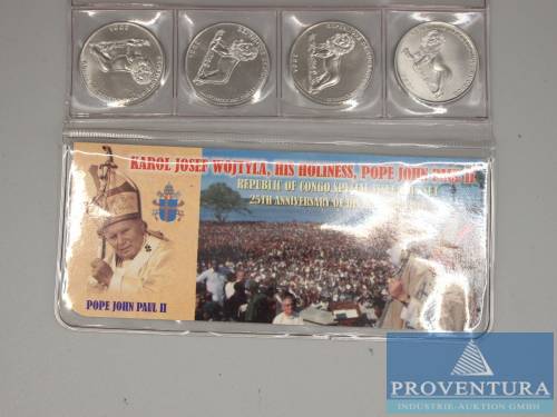 Sammlermünzen Demokratische Republik Kongo 25 Jahre Besuch Papst Johannes Paul II 4x 1 Franc 2004 st