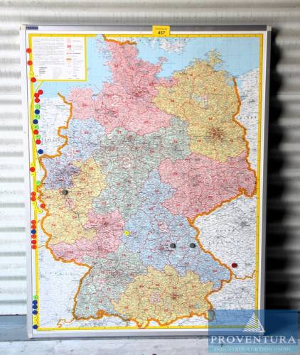 Deutschlandkarte (magnetisch). Ideal für Tourenplanungen. Mit Postleitzahlen und diversem Zubehör