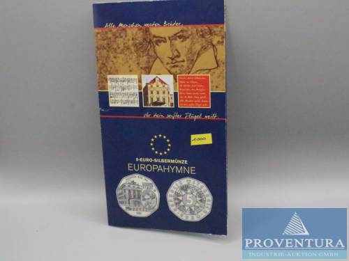 Silbermünze Österreich 5 Euro Europäische Nationalhymne 2005 st Silber .800 Feingewicht 8 gr