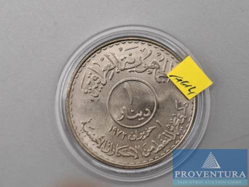 Silbermünze Irak 1 Dinar 1973/ 1393 st 1. Jahrestag Ölverstaatlichung Silber .500 Rauhgewicht 31 gr