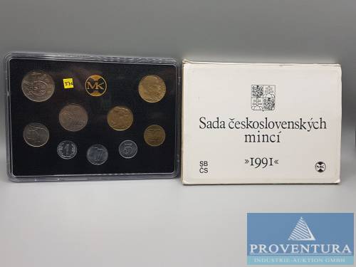 KMS Tschechoslowakei 1991 1 Heller - 5 Kronen + 10 Kronen Masaryk