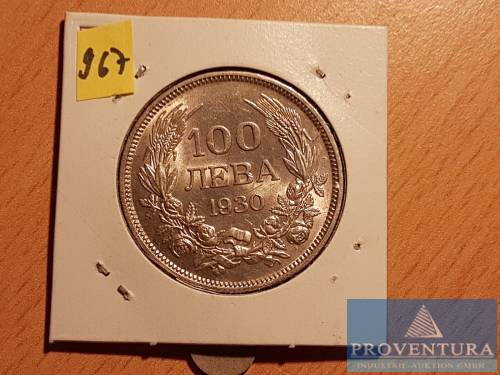 Silbermünze Bulgarien 100 Lewa 1930 st Silber .500 20 gr Reingewicht KM43