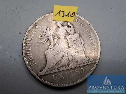 Silbermünze Guatemala 1 Peso 1894 ss Silber .900 24.04 gr