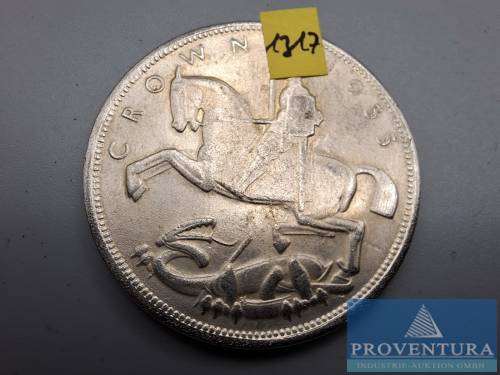 Silbermünze England 1 Crown 1935 25 Jahre George V ss Silber .500 28.31 gr