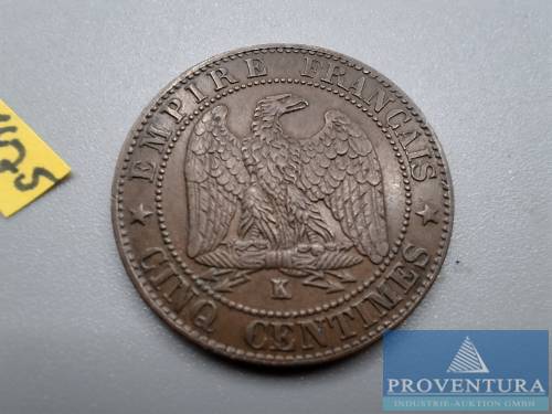 Umlaufmünze Frankreich 5 Centimes 1862 K Louis Napoleon