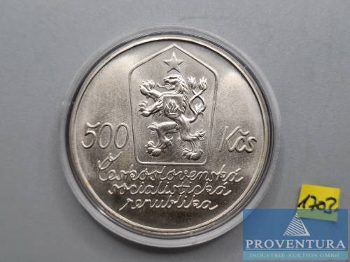 Silbermünze Tschechoslowakei 500 Kronen Josef Lada 1987 st Silber .900 Rauhgewicht 24 gr [1]