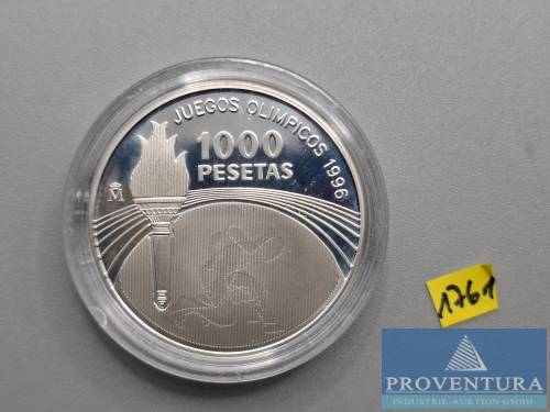 Silbermünze Spanien 1000 Pesetas 1995 Olympische Spiele pp Silber .925 Raugweicht 13.5 gr KM952 [1]