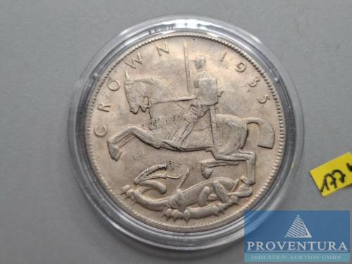 Silbermünze England 1 Crown 1935 ss+ Silber .500 28.28. gr Rauhgewicht [1]