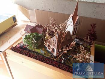 Diorama Kirche Haus Friedhof Beerdigung